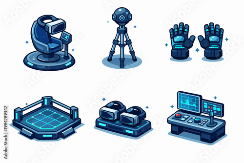 Virtual reality gaming and metaverse simulation equipment set