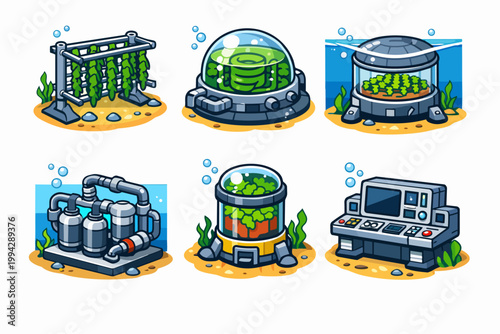 Underwater farm concept showcasing aquaponics and sustainable agriculture technology