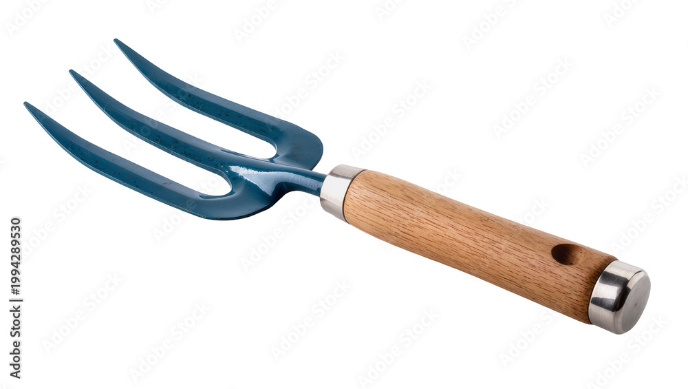 Fototapeta premium Sturdy Blue Garden Hand Fork with Wooden Handle
