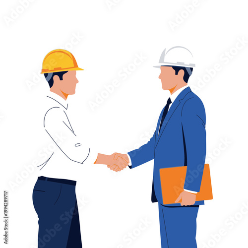 Construction professionals a handshake signifying agreement and partnership