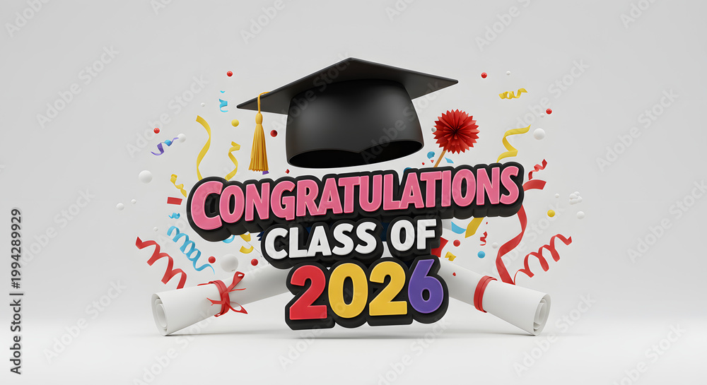Naklejka premium Graduation congratulations banner class of 2026