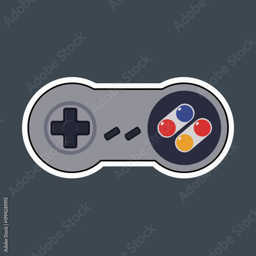 Retro Video Game Controller Gamepad Sticker Vector