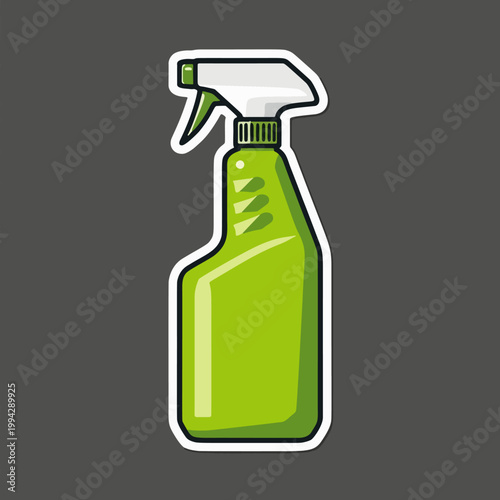 Green Plastic Spray Bottle Cleaning Product Sticker Vector