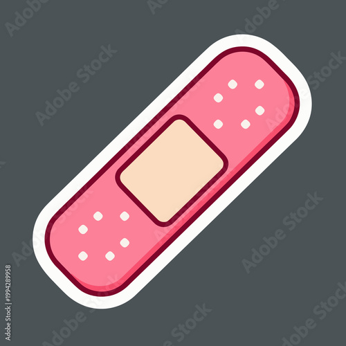 Pink Adhesive Medical Bandage Plaster Sticker Vector Icon