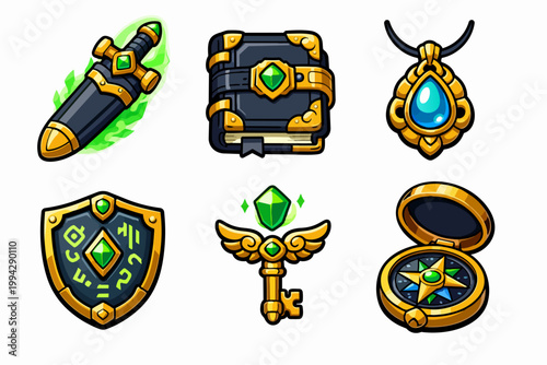 Fantasy game assets creating powerful magic items for adventures and quests