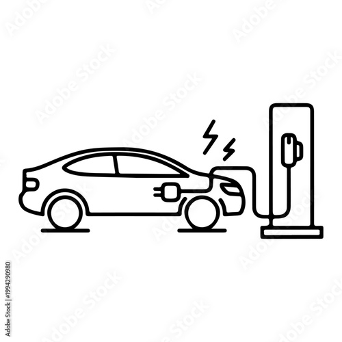 Electric car charging station, EV fueling icon, eco friendly vehicle, sustainable energy symbol