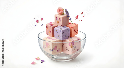 Floral Infused Ice Cream Bowl with Edible Petals