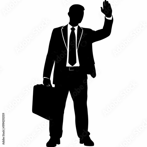 business man raising hand success silhouette 
 illustration for achievement victory motivation and corporate design