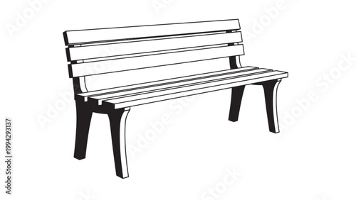 Modern outdoor park bench with wooden slats and metal frame for public seating.