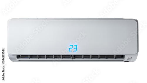 Modern white wall mounted air conditioner with digital display