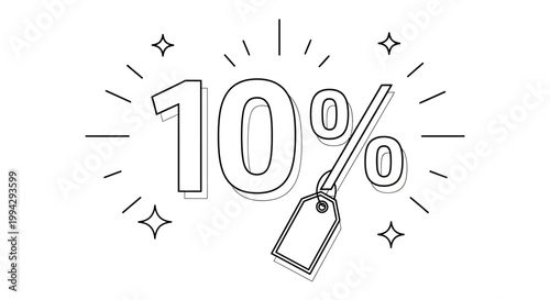 Obraz na plátne Discount Ten Percent Off Tag.