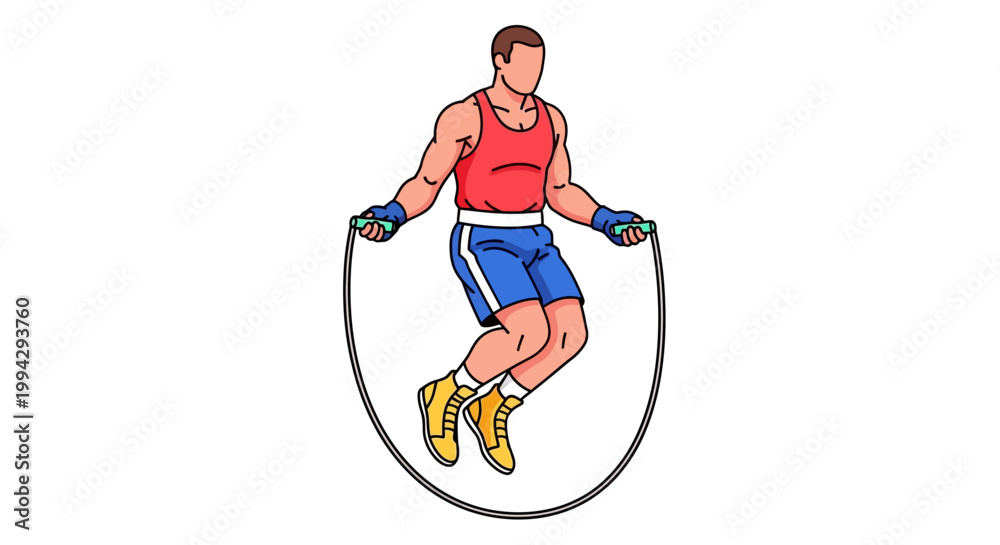 Fototapeta premium Man jumping rope fitness exercise.