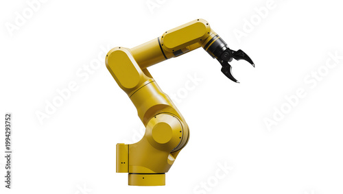 Yellow Industrial Robotic Arm with Gripper Claw