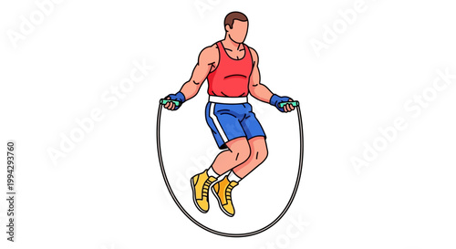 Man jumping rope fitness exercise.