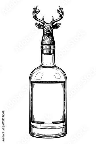 Whiskey bottle with head deer