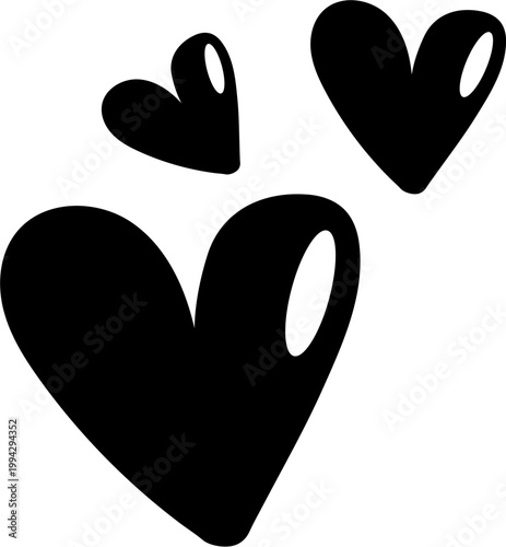 Three hearts are floating in air