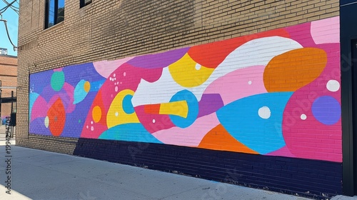 A vibrant mural on a brick wall, featuring voices of marginalized communities advocating for justice and creativity.