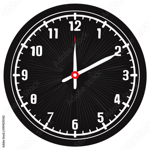 Modern Black Clock Face With White Numbers and Red Second Hand Showing Two O'Clock Free Download Modern Black Clock Face With White Numbers and Red Second Hand Showing Two O'Clock - GFXLoad