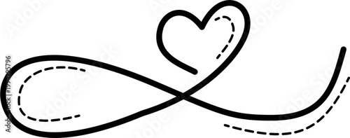 A heart shaped line forms infinity