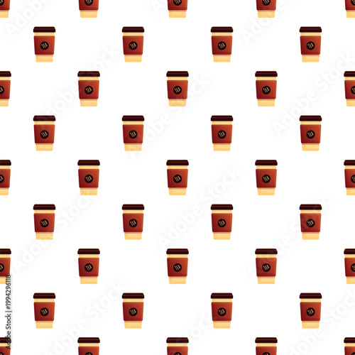 Paper tea cups forming a continuous background pattern