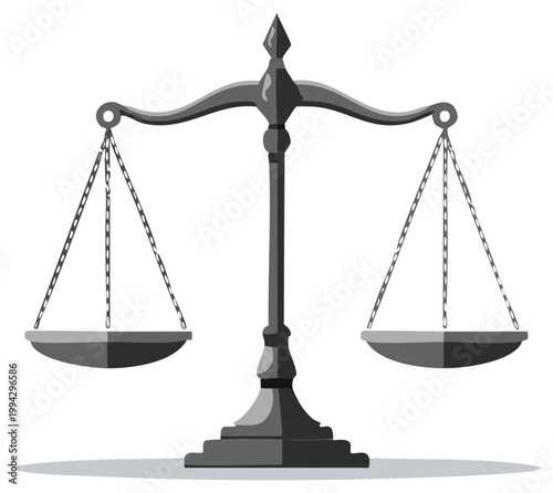 Elegant Scales of Justice, Symbol of Fairness and Legal Balance, Law Court Icon
