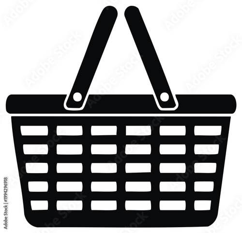 Icon of Woven Shopping Basket with Handles for Market or Picnic