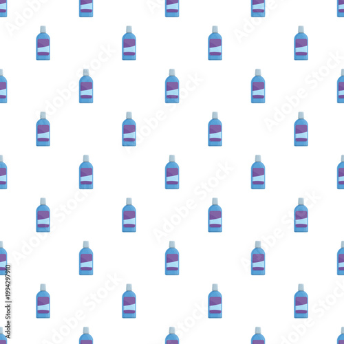Oral rinse bottles creating a repetitive background for dental hygiene concepts