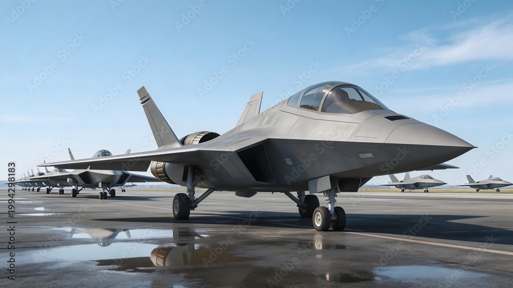 Fototapeta premium Military fighter jets on runway