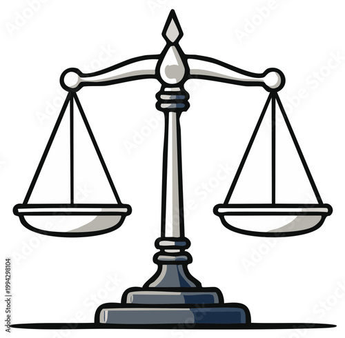 Antique Justice Scales Symbolizing Fairness Balance and Legal Decisions Isolated Illustration
