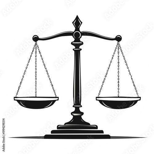 Justice Scale Balance Symbol Vector Illustration Black and White