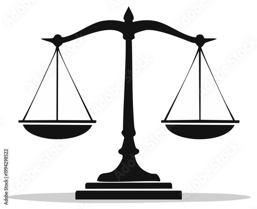 Silhouette illustration of a balanced justice scale