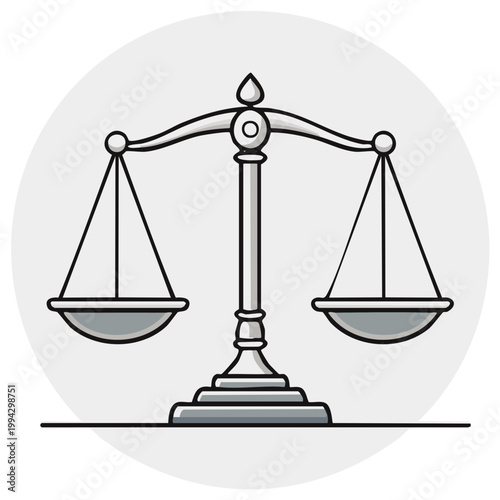 Illustration of a classic justice scale in balanced equilibrium