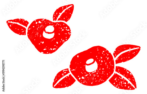 ハンコで押したような和風の椿のイラスト