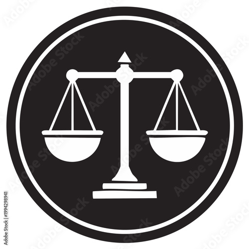 Justice Scales Icon in Black Circle