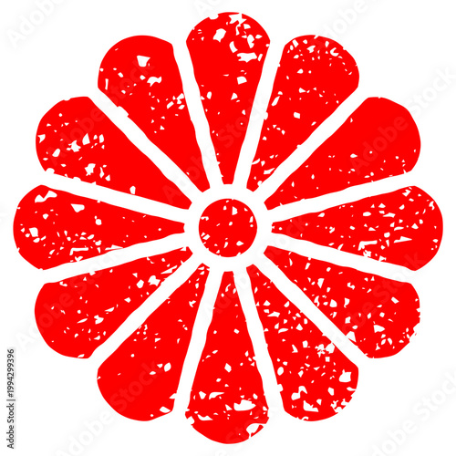 ハンコで押したような菊の紋様のパーツ