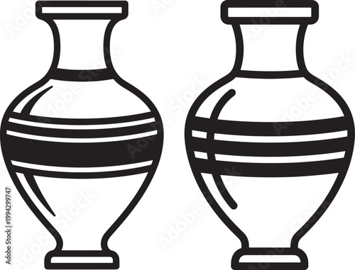 Two vase icons vector silhouette isolated on white background