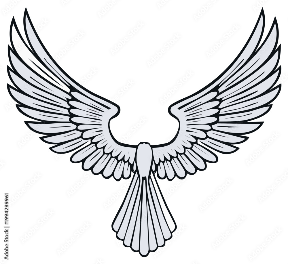 Fototapeta premium Majestic Outstretched Wings Symbolizing Freedom and Power, Isolated Graphic Illustration