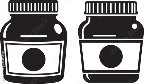 Two ink bottles icon vector silhouette isolated on white