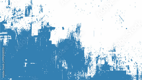 Abstract blue grunge background with rough and messy artistic distressed brush strokes with color stain textures.