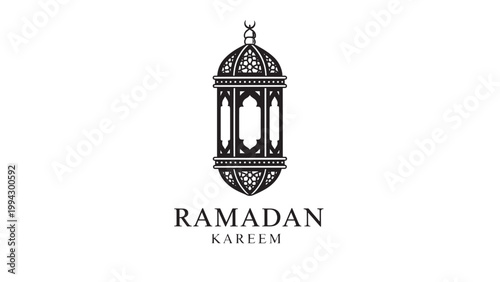 Elegant Ramadan Kareem Lantern Design with Traditional Motifs.