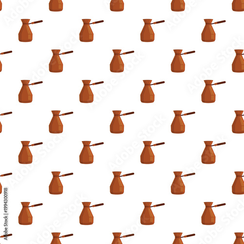 Repeating cezve coffee pots forming a seamless pattern on a white background