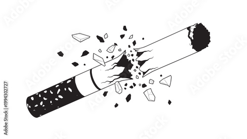 Explosive Pencil Breaking Apart with Fragments Flying in Different Directions.