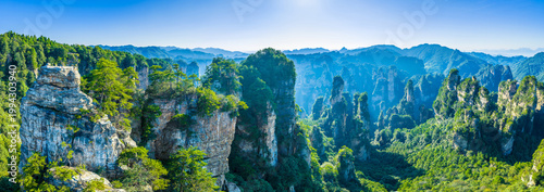 Bild auf Leinwand Majestic quartzite sandstone pillars of Zhangjiajie National Forest Park (Avatar