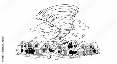 Tornado rips through a suburban neighborhood causing destruction to homes