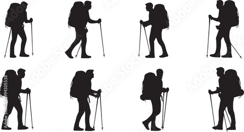 Hiking and Backpacking Silhouette Vector Set: Trekking Icons