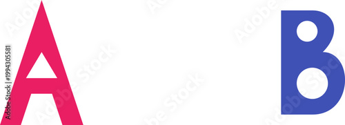Red letter A and blue letter B typography elements isolated on a white background illustration