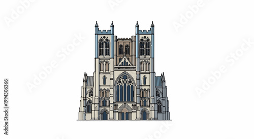 Ornate gothic cathedral with twin towers and rose window facade