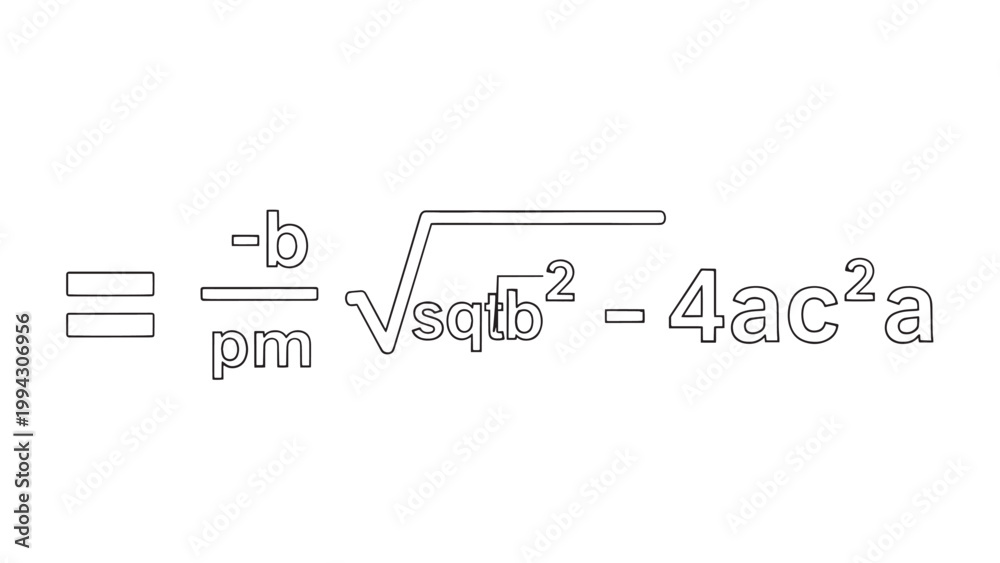 Fototapeta premium Mathematical Equation of Quadratic Formula for Solving Second Degree Equations.