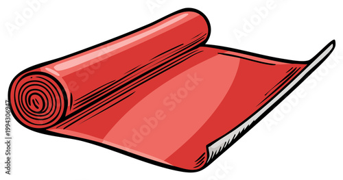 Rolled red material illustration for design and crafts project