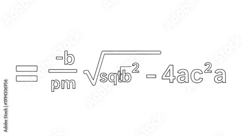 Mathematical Equation of Quadratic Formula for Solving Second Degree Equations.
